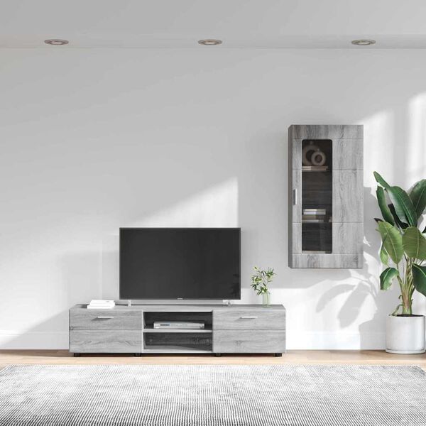 vidaXL Set mobile TV con porta FLORIN Grigio Sonoma Legno multistrato