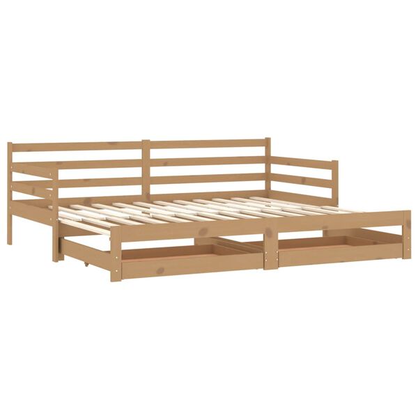 vidaXL Dormeuse Estraibile 2x(90x200) cm Ambra Legno Massello di Pino