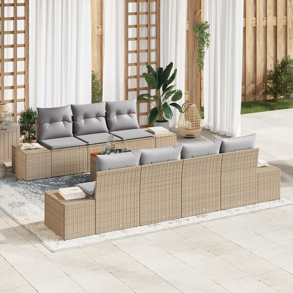 vidaXL Set Divano da Giardino 8 pcs beige e grigio chiaro
