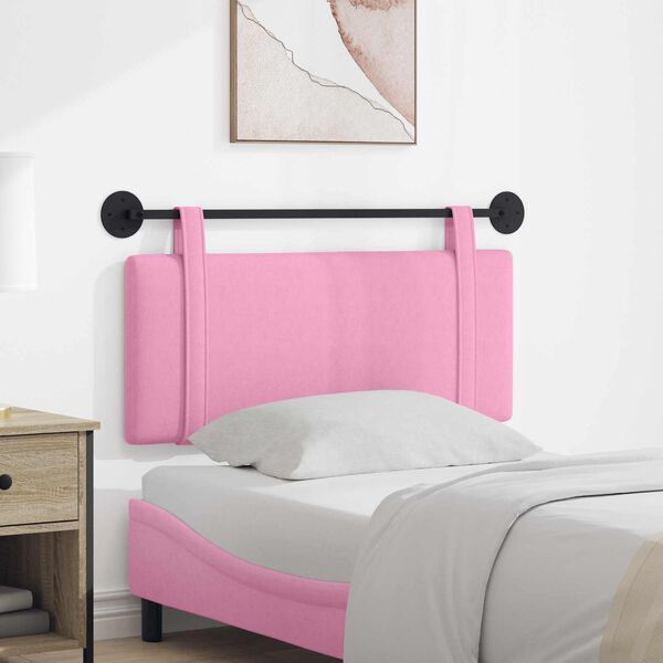 vidaXL Testata appesa Montaggio a parete Rosa 110 x 55 x 5 cm Tessuto