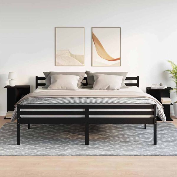 vidaXL Comodini 2 pz Rovere Nero 46,5x29x61 cm in Legno Multistrato