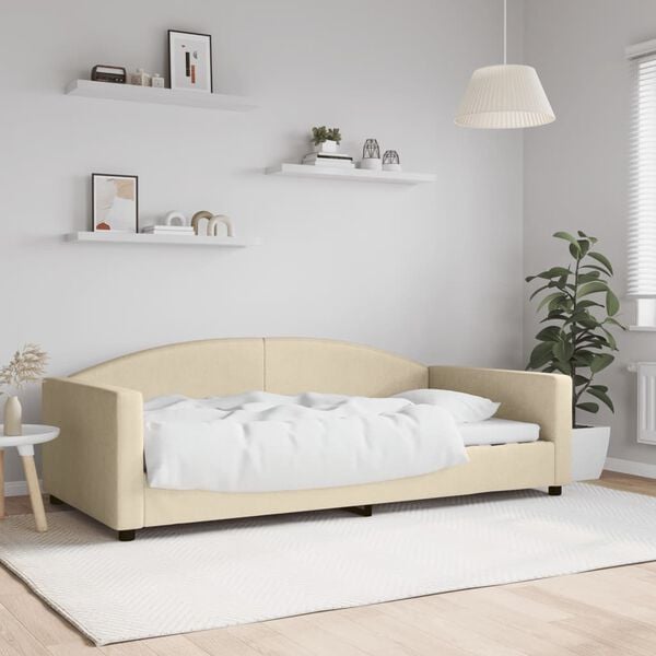 vidaXL Letto da Giorno Crema 100x200 cm in Tessuto