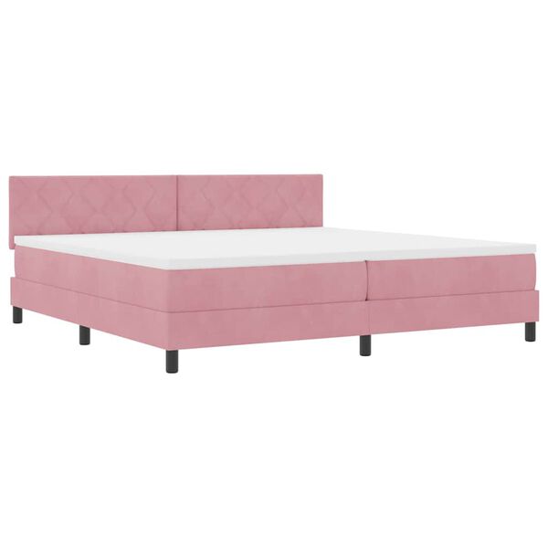 vidaXL Letto a molle con materasso Rosa 200 x 200 cm Velluto