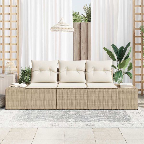 vidaXL Set Divano da Giardino 3 pcs Beige e Crema polyrattan