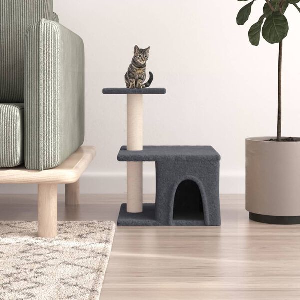 vidaXL Albero per Gatti con Tiragraffi in Sisal Grigio Scuro 48 cm