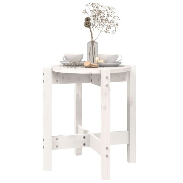 vidaXL Tavolino da Salotto Bianco Ø 42,5x45 cm Legno Massello di Pino