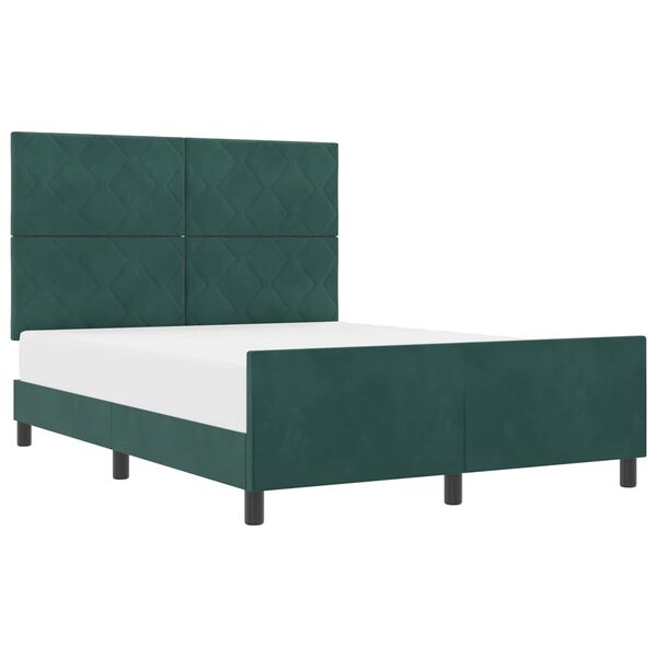 vidaXL Letto a molle con testiera Verde Scuro 160 x 200 cm Velluto