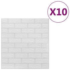 vidaXL Carta da parati 3D Motivo a Mattoni Autoadesiva 10 pz Bianca