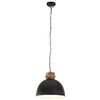 vidaXL Lampada Soffitto Industriale 25 W Nero Rotonda Legno Mango 50cm