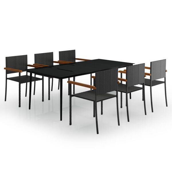 vidaXL Set Mobili da Pranzo da Giardino 7 pz Nero