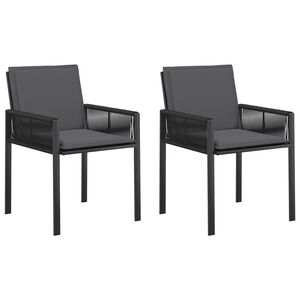 vidaXL Sedie da giardino 6 pcs Nero e Grigio scuro polyrattan