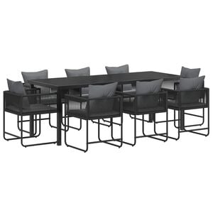 vidaXL Set da Pranzo per Giardino 9 pz Nero e antracite polyrattan