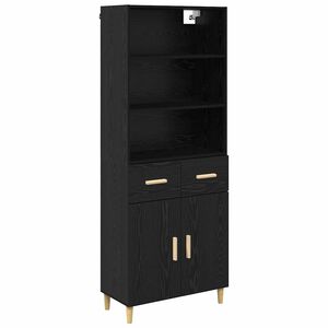 vidaXL Credenza Rovere Nero 69,5 x 32,5 x 180 cm Legno multistrato