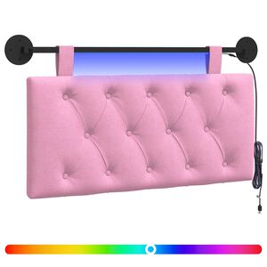 vidaXL Testiera sospesa Con luce LED Rosa Tessuto