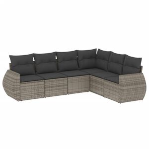 vidaXL Set Divano da Giardino 6 pz con Cuscini Grigio in Polyrattan