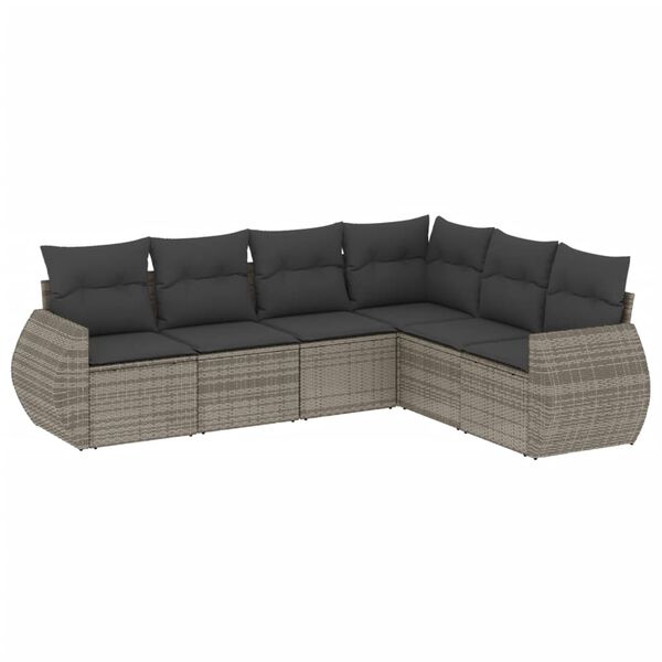 vidaXL Set Divano da Giardino 6 pz con Cuscini Grigio in Polyrattan