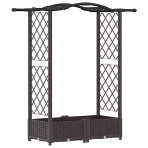 vidaXL Letto Rialzato con Griglia e Tetto Marrone 124 x 40 x 125 cm PP