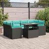 vidaXL Set Divani da Giardino con Cuscini 7pz Nero Polyrattan Acacia