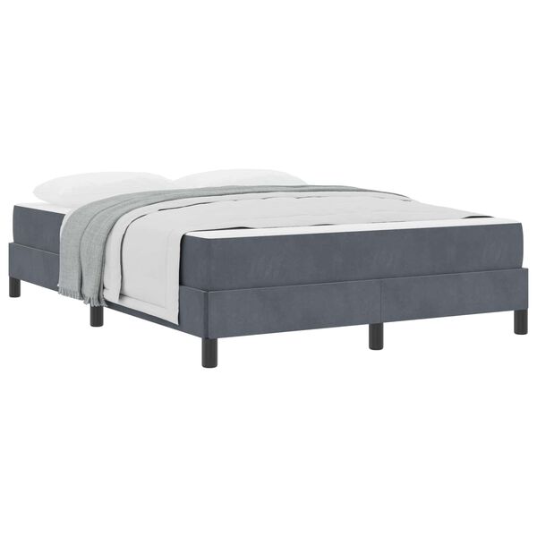 vidaXL Letto a molle con materasso Grigio scuro 140 x 200 cm Tessuto