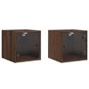 vidaXL Comodini con Ante in Vetro 2pz Rovere Marrone 35x37x35 cm