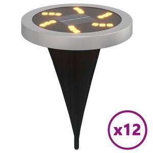 vidaXL Luci Solari da Terra con Picchetti da Esterno 12pz Bianco Caldo