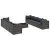 vidaXL Set Divani da Giardino 9 pz con Cuscini in Polyrattan Grigio