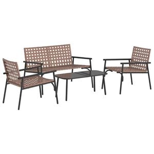 vidaXL Set da Pranzo per Giardino 4 pz Marrone polyrattan