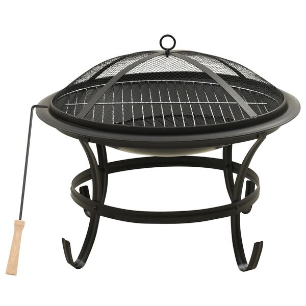 vidaXL Braciere e Barbecue 2 in 1 con Attizzatoio 56x56x49 cm Acciaio