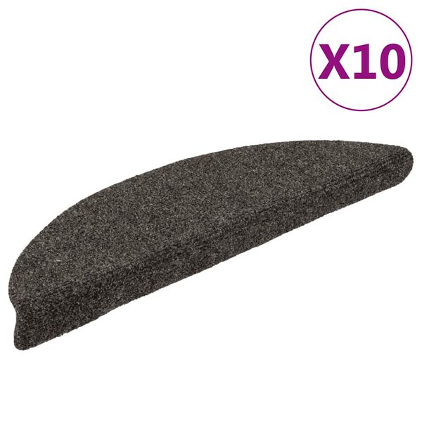 vidaXL Tappetini per scale autoadesivi 10 pz 56x17x3 cm antracite semicircolari