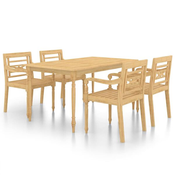 vidaXL Set da Pranzo da Giardino 5 pz in Legno Massello di Teak