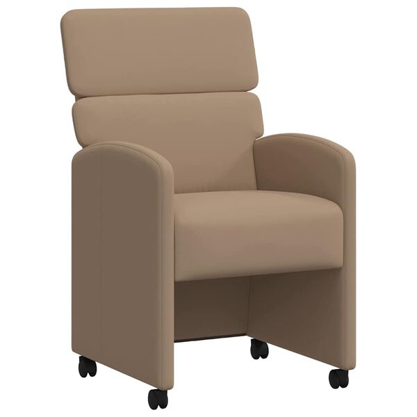 vidaXL Sedie da pranzo con ruote 2 pcs Cappuccino 58 x 65 x 98 cm