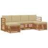 vidaXL Set divani 6 pcs Naturale e Beige Legno di Acacia Massello