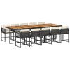 vidaXL Set da Pranzo da Giardino 11 pz con Cuscini in Polyrattan Nero