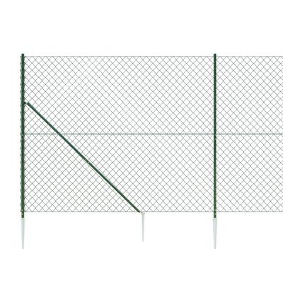 vidaXL Recinzione a Rete con Picchetti Ancoraggio Verde 1,4x25 m