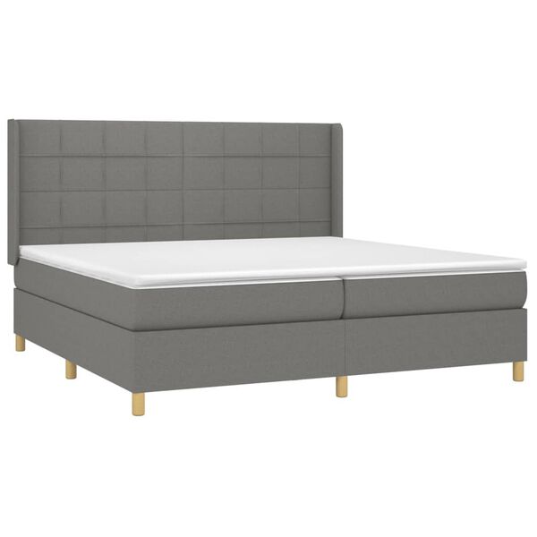 vidaXL Letto a Molle Materasso e LED Grigio Scuro 200x200cm in Tessuto