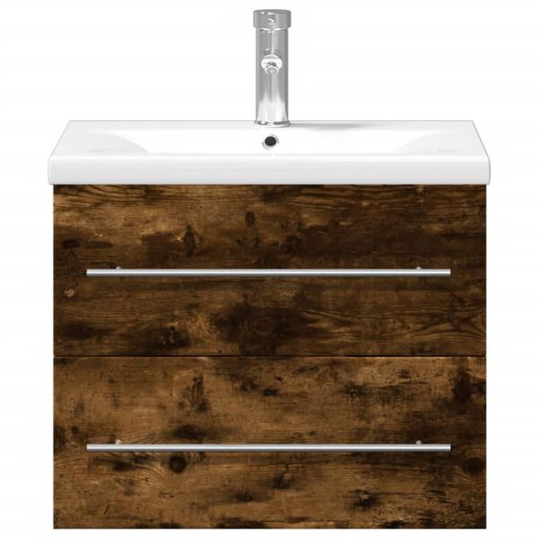 vidaXL Mobile da Bagno con Lavabo Integrato Rovere Fumo