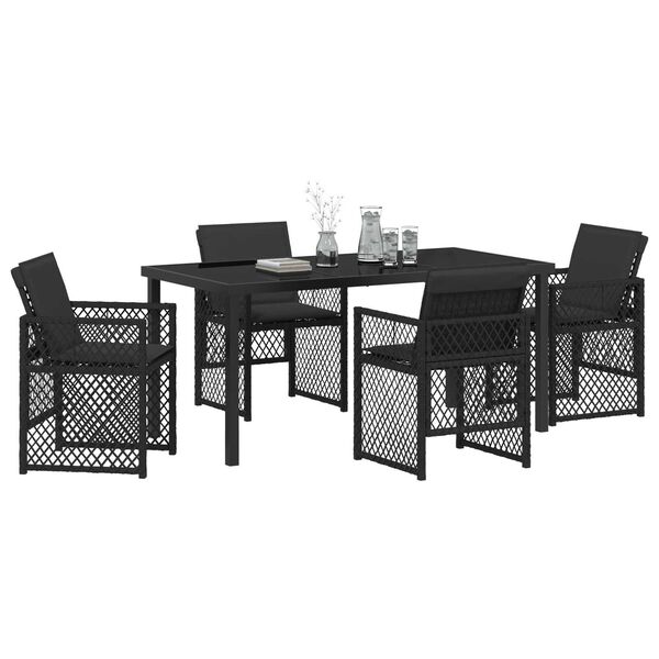 vidaXL Set da Pranzo per Giardino 5 pcs Nero polyrattan