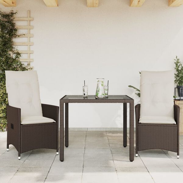 vidaXL Set da Pranzo da Giardino 7pz con Cuscini in Polyrattan Marrone