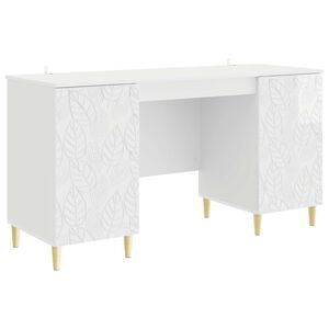 vidaXL Scrivania Bianco Lucido 142,5 x 50 x 75 cm Legno ingegnerizzato