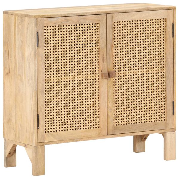 vidaXL Credenza 80x30x73 cm Legno Massello di Mango e Canna Naturale