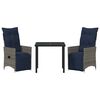 vidaXL Set da Pranzo per Giardino 3 pcs Grigio polyrattan