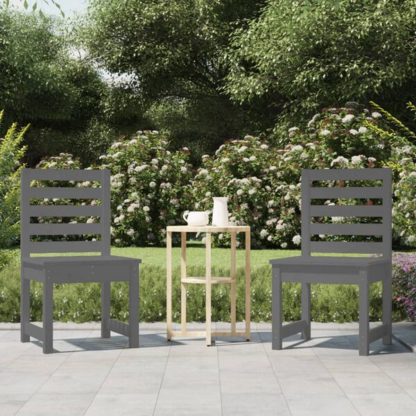 vidaXL Sedie da Giardino 2pz Grigie 50x48x91,5 in Legno Massello Pino