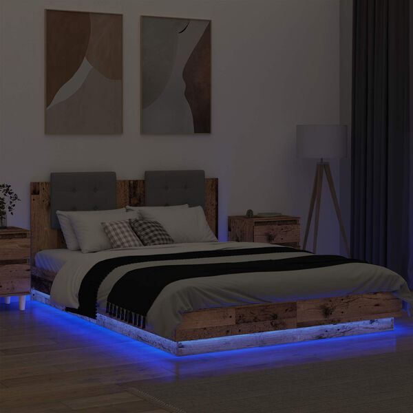 vidaXL Struttura letto con testata Legno vecchio 160 x 200 cm