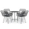 vidaXL Set da Pranzo da Giardino 5 pz Nero in Polyrattan