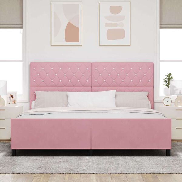 vidaXL Letto a molle con testiera Rosa 200 x 200 cm Velluto