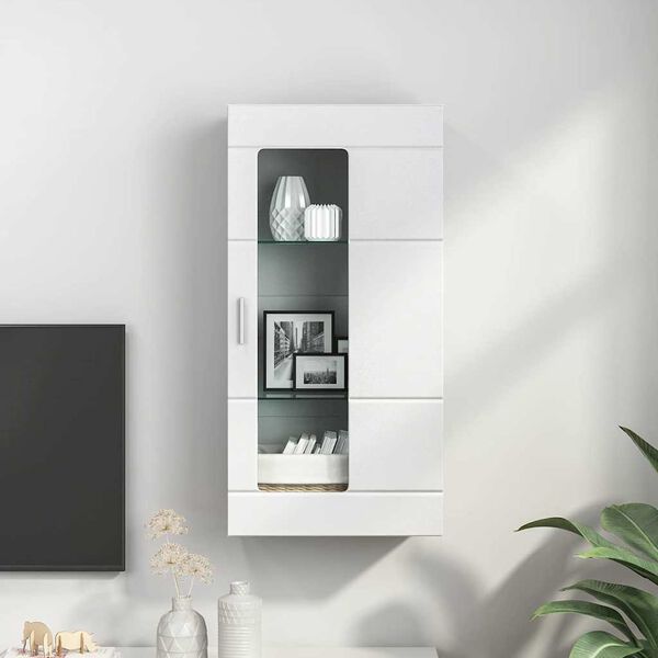 vidaXL Mobile a muro Bianco 55 x 29 x 100 cm Legno multistrato
