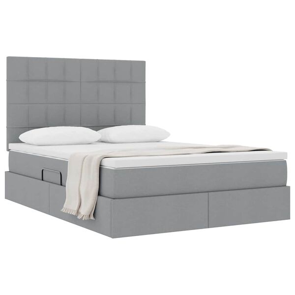 vidaXL Letto con contenitore e materasso Grigio chiaro 140 x 200 cm