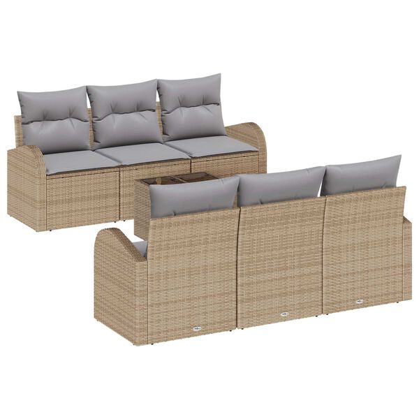 vidaXL Set Divano da Giardino 7 pcs Beige e grigio polyrattan