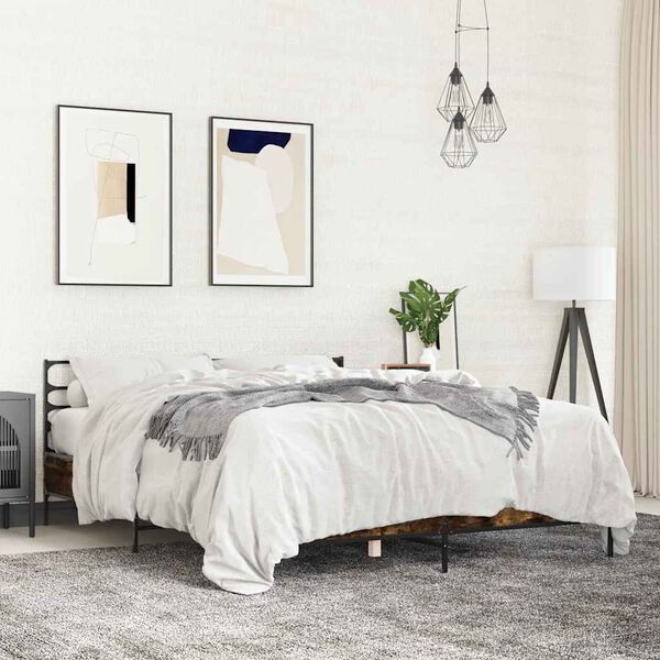 vidaXL Giroletto Rovere Fumo 150x200 cm in Legno Multistrato Metallo