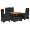 vidaXL Set da Pranzo da Giardino 4 pz con Cuscini Nero in Polyrattan